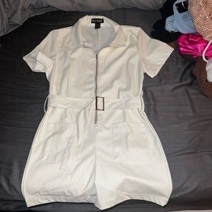 Cream leather romper with belt from like an angel